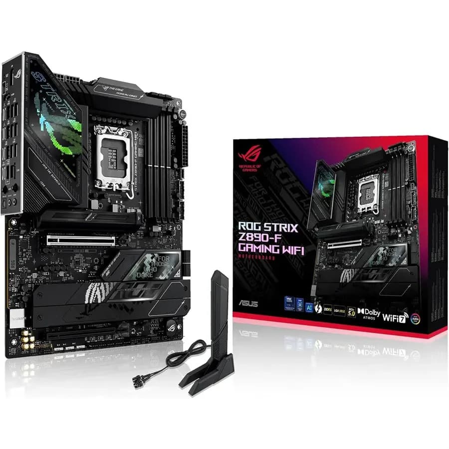 ASUS ROG Strix Z890-F Gaming WiFi Motherboard, Intel LGA 1851, 16+2+1+2 Power Stages, DDR5, PCIe 5.0 x16, 5X M.2, WiFi 7, Thunderbolt 4, USB Type-C, AI Overclocking