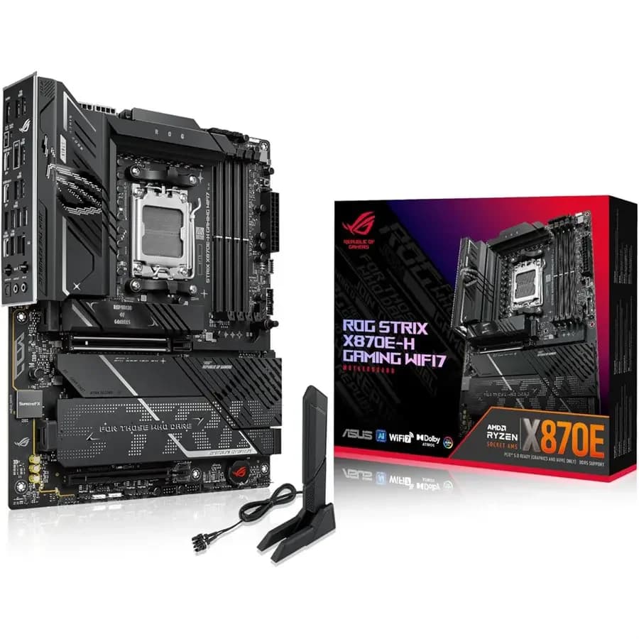 ASUS ROG Strix X870E-H Gaming WIFI7 AMD AM5 ATX Motherboard, 16+2+1 80A Power Stages, DDR5 AEMP, 4x M.2, PCIe5.0, Dual USB4, USB10Gbps Type-C, Q-Release