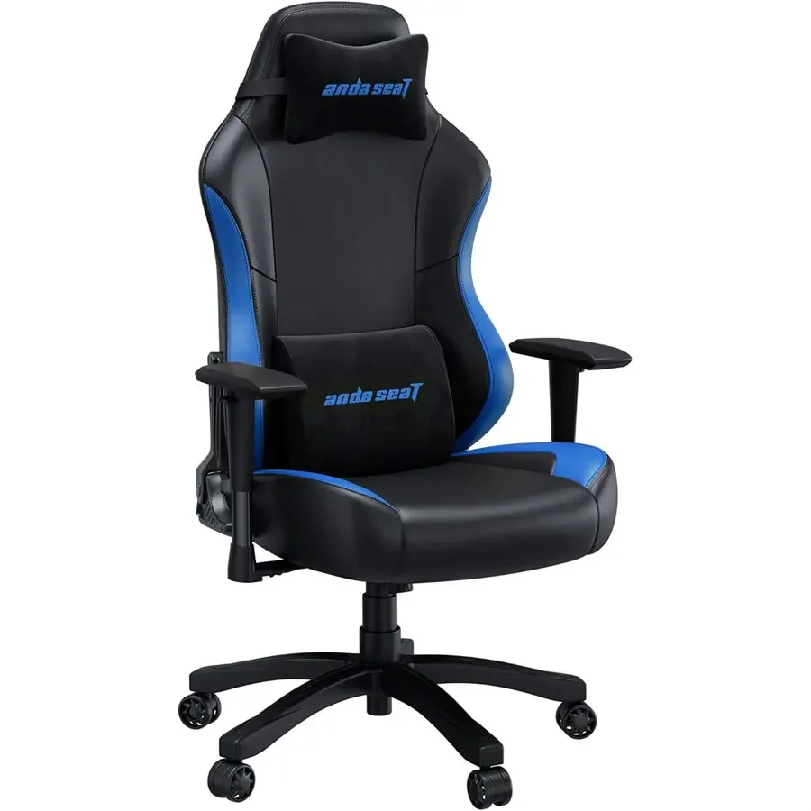 AndaSeat Luna Large Gaming Chair for Adults | Black/Blue | Folding Recliner Seat | AD18-48-BS-PV