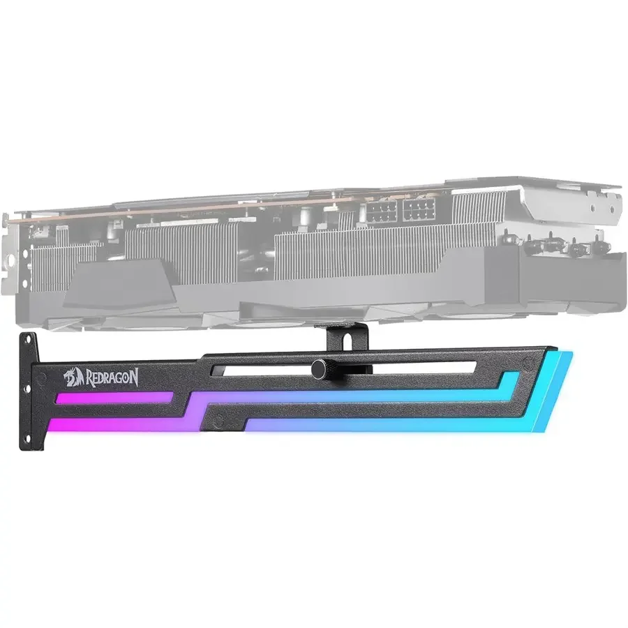 Redragon GCP03 ARGB GPU Support Bracket, Adjustable Graphics Card Holder, 5V 3-Pin ARGB Lighting, Black