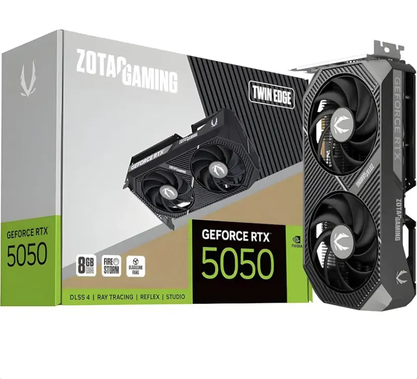 ZOTAC Gaming GeForce RTX 5050 Twin Edge Graphics Card, 8GB GDDR6, 128-Bit, PCI Express 5.0 x8, ZT-B50500E-10M