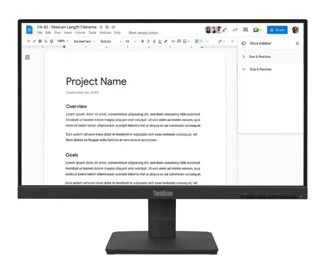 Lenovo ThinkVision S22-4e Monitor, 21.5" FHD IPS, 100Hz, 99%sRGB, Raven Black